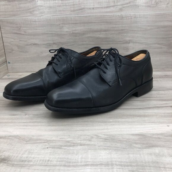 Johnston & Murphy Dress Shoes Mens 9.5XW Black Leather Cap Toe Derby Oxfords main image 9